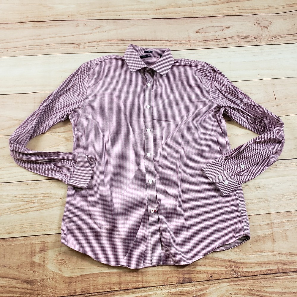 Tommy Hilfiger Shirt Mens Large Red Button Up‎ Outdoor Long Sleeve Casual Adult